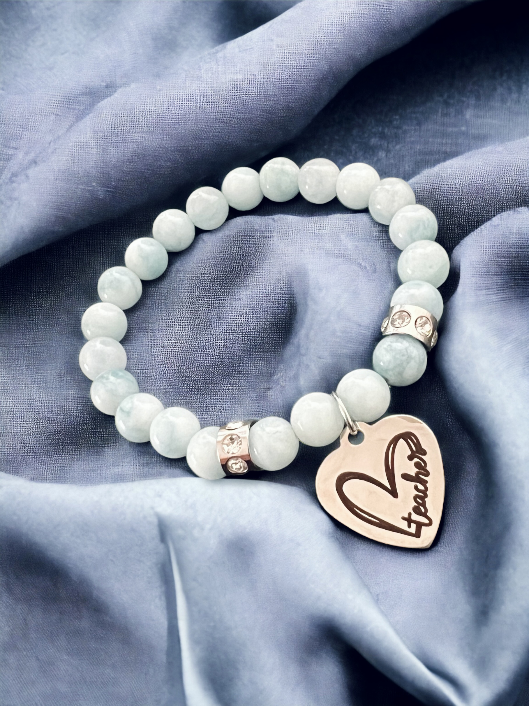 Teacher Charm Bracelet (Sky Blue Jade) - Image 2