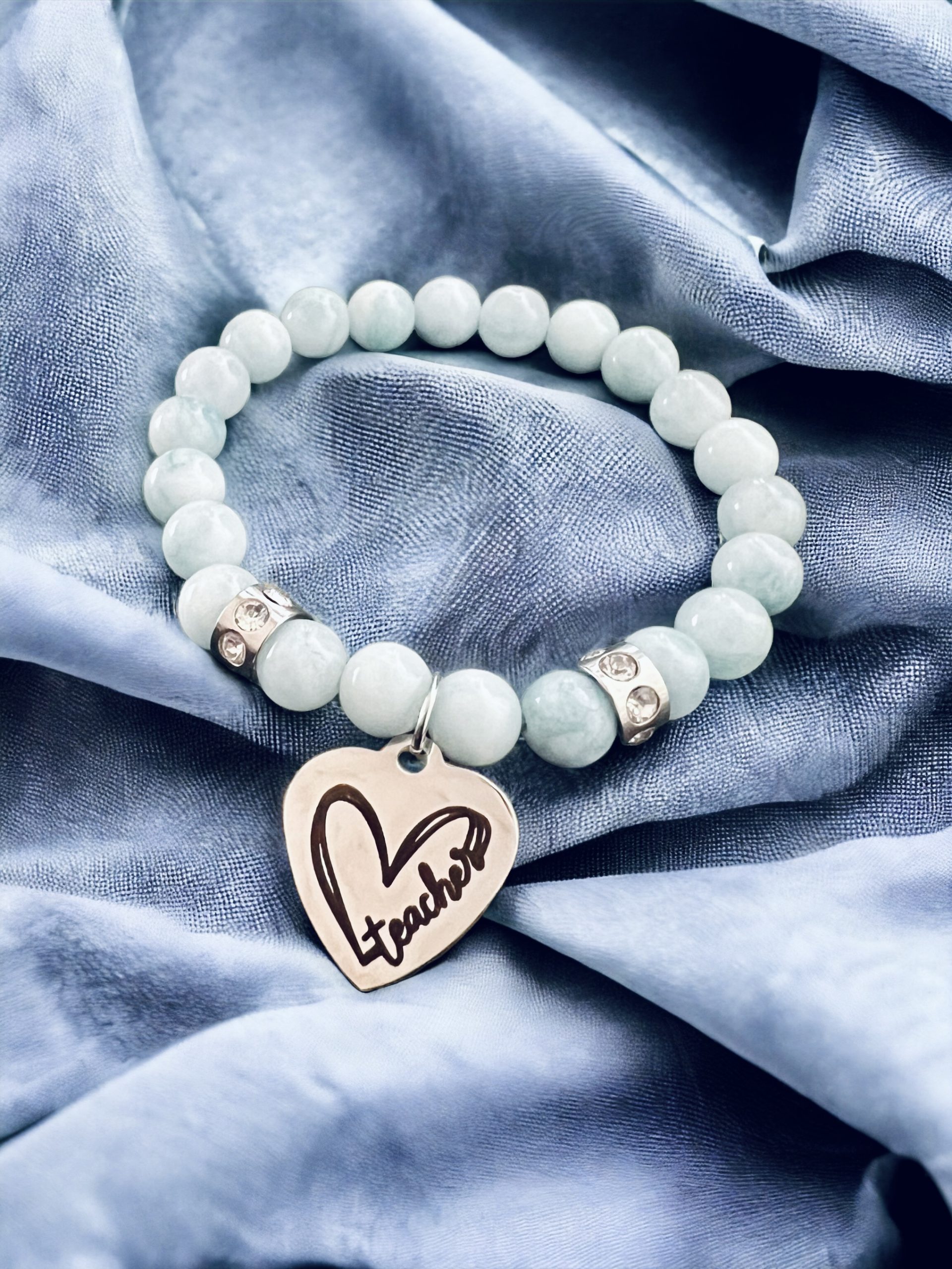 Teacher Charm Bracelet (Sky Blue Jade)